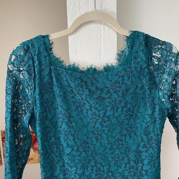 Diane von Furstenburg beautiful teal lace dress - Picture 5 of 7